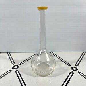 Kimax USA 500ml Volumetric Flask Clear‎ Glass Labware with Yellow Stopper TC 20C